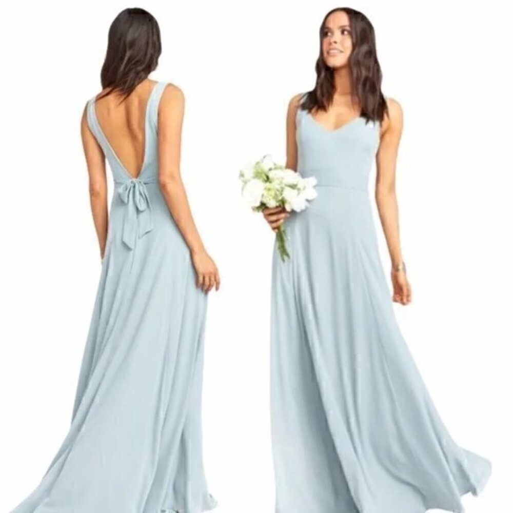 Show Me Your MuMu Jenn Maxi Bridesmaid Dress Silver Sage Crisp Size XXS NWT